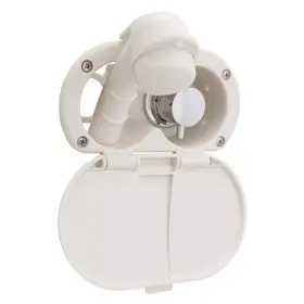 136-1708-wh Ambassador Marine Shower Hot/cold White Cup/lid/sprayer 6ft Ss Hose Chrome Handle 1361708wh