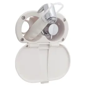 136-1712-wh Ambassador Marine Shower Hot/cold White Cup/lid/sprayer 6ft Hose Chrome Handle 1361712wh