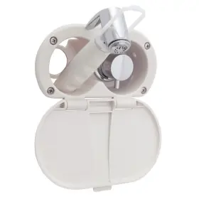136-1714-wh Ambassador Marine Transom Shower Hot/cold White Cup/lid/sprayer 10ft Hose Chrome Handle 1361714wh