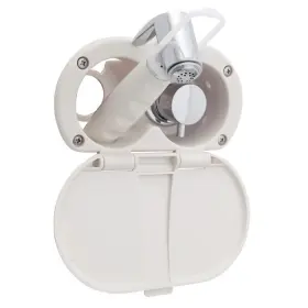 136-1716-wh Ambassador Marine Transom Shower Hot/cold White Cup/lid/sprayer 6ft Ss Hose Chrome Handle 1361716wh