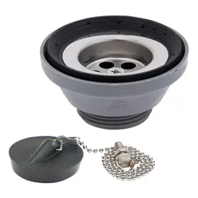 S01-0104-up-r Ambassador Marine 1 1/2 Inch Drain Straight Low Profile 1/4 -m Thread With Chain Stopper