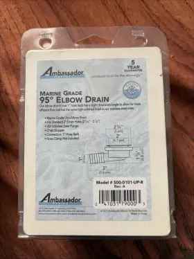 S00-0101-up-r Ambassador Marine Grade 95 Degree Elbow Drain Fits Standard 2 Ports