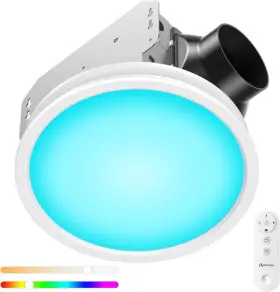 Ar-vf001 Arecovas Bathroom Exhaust Fan With Rgb Lights 110cfm/1.0 Sones Vent 3 White