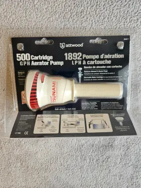 1892 Attwood Tsunami 500 Gph Cartridge Aerator Pump New 1892 Attwood Tsunami 500 Gph Cartridge Aerator Pump New