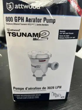 5653-4 Attwood Tsunami Mk2 T800 Aerator 12v 3/4 Inch Npt Inlet Open Box
