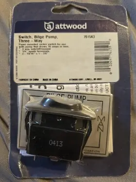 7615a3 Attwood New Bilge Pump Switch 3 Way Panel Mounted Rocket