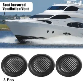 Automall Tech 726215845112 3pcs 6 Inch Boat Louvered Ventilation Vent Stainless Steel Venting Panel Cover Black
