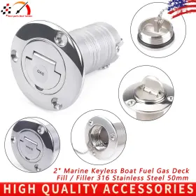 5205406 Best-parts-best-service 2 Inch Marine Keyless Boat Fuel Gas Deck Fill / Filler 316 Stainless Steel 50mm
