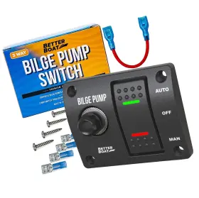 Better Boat 850033414639 Bilge Pump Switch 3 Way With Panel And 12v Led Lights Rocker