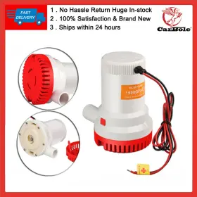 33bbp001-1500-0207 Carbole 12v 1500 Gph Bilge Pump Marine Boat Yacht Submersible Non Automatic Water
