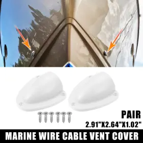 X2.64 Carpopart 766549799385 1 Pair 2.91 Inch Marine Boat Transducer Cap Clam Shell Vent Wire Cover White