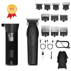 Xy-001 Clipzoo Professional Cordless Hair Clippers For Men And Trimmer Set Black