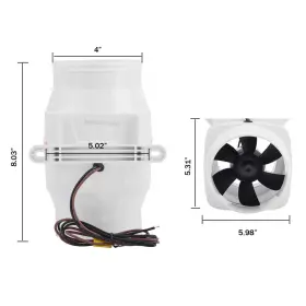 Dasmarine 609832292333 Dc12v In-line Marine Blower 270 Cfm Intake 4 Inch Bilge Air White