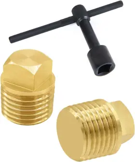 Bs9009 Dofedofo Solid Boat Plug - 1/2 Inch Drain Plugs With T Handle Wrench Tool Gold Black