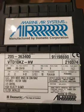 Dometic 205-363400 Boat Air Conditioner Vtd10kz-hv 10k Btu 220v-60hertz