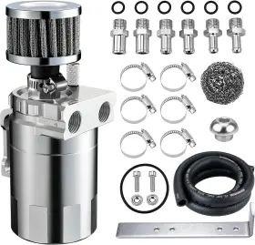00037 Evil Energy Oil Catch Can 300ml Baffled With Breather 5 Ft Silver
