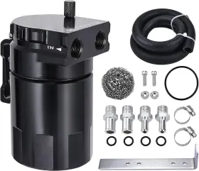 01298 Evil Energy Oil Catch Can Universal Baffled Kit With 2.6 Ft Black