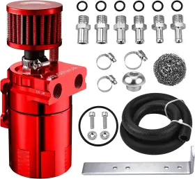 Ev01300rd-ca Evil Energy Oil Catch Can Universal Baffled Kit With 2.6 Ft Red