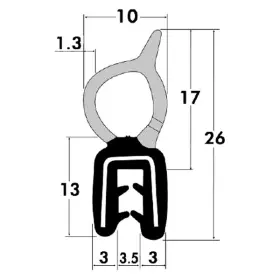 15500-25 Fairchild 25ft L Black Sponge Bulb And Dense Rubber Trim Seal With Flexible Segmented Steel