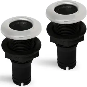 2997 Five Oceans Thru Hull Fittings For Boats - Black Fitting With Gray