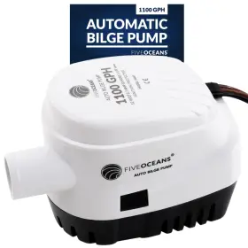Five Oceans 810033306808 1100 Gph 12v Automatic Bilge Pump For Boats 1-1/8 Inch Hose 41 18-gauge Wire