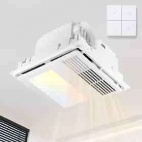 252304001 Growneer 4 In 1 Bathroom Exhaust Fan With Heater And Light 110 Medium White