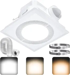 Zh441 Hon&guan Bathroom Exhaust Fan With Light Upgraded Quiet 9.84 Inch X White