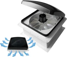 Hurrventer 642380793365 Rv Roof Fan Vent 10 Speed 12v 14 Reversible Manual Control Build-in