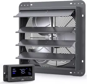 Ilg8sf14v-dc Iliving 14 Inch Wall Mounted Shutter Exhaust Fan Automatic 14-inch Gray