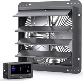 Ilg8sf16v-dc Iliving 16 Inch Wall Mounted Shutter Exhaust Fan Automatic 16-inch Gray