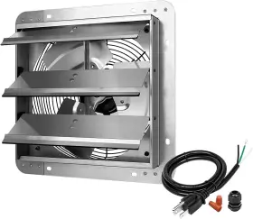Ipower 810000173389 12 Inch Wall Mounted Shutter Exhaust Fan Aluminum Silver