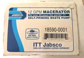 18590-0001 Jabsco Marine Sealed Macerator Self Priming Waste Pump 1-1/2 Inch In - 1 Out 24v
