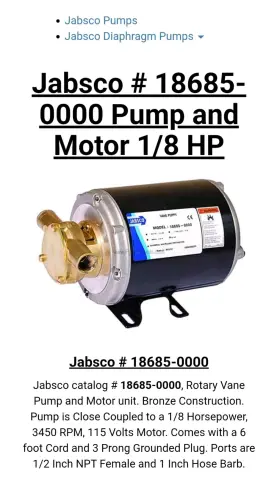 18685-0000 Jabsco 1/8 Hp Pump And Motor