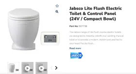 58500-1024 Jabsco Lite Flush Electric Toilet And Control Panel 24v / Compact Bowl
