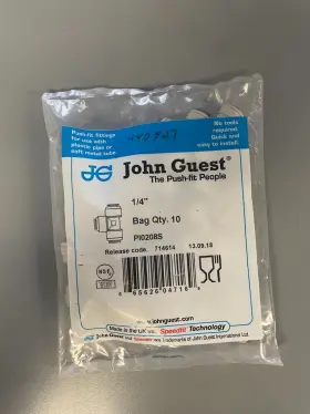 Pi0208s John Guest Guest- Push Fit Tees 1/4 Inch