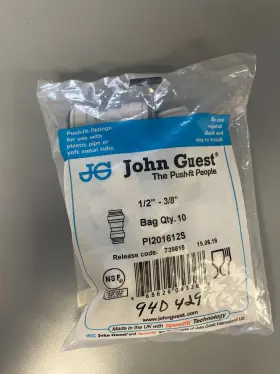 Pi201612s John Guest Guest-push Fit Straight 1/2 Inch To 3/8
