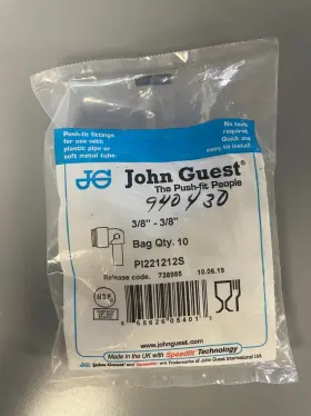 Pi221212s John Guest Guest- Push Fit Fittings Elbow 3/8 Inch 90 Degrees