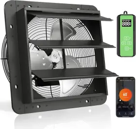 G2414 Kiroto 12 Inch Shutter Exhaust Fan 1600 Cfm High-speed Vent Black
