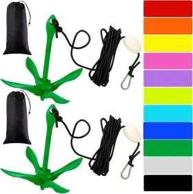 Lounsweer-qsop-0938 Lounsweer 2 Pack Marine Kayak Anchor Kit Grapnel 1.5lb Dark Green