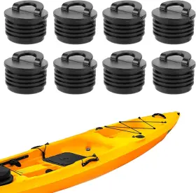 Z08765 Lyreh 8pcs Kayak Scupper Plug Kit Universal Watertight Rubber Push-in Rib Black
