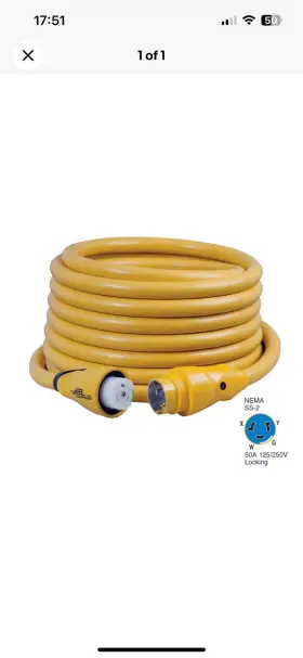 Cs504-50 Marinco 49357 Eel 50a 125v/250v Shore Power Cordset - 50ft Yellow 50 Feet