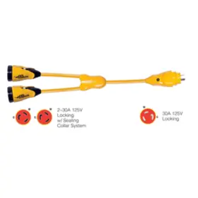 Y30-2-30 Marinco Eel 2 30a-125v Female To 1 Male Inch Y Adapter Yellow