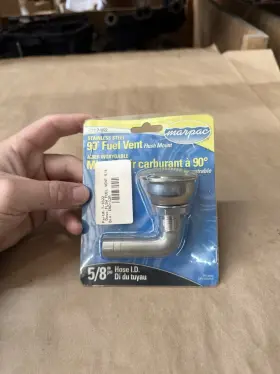 7-1022 Marpac 90 Degree Flush Mount Fuel Vent 5/8 Inch Hose Stainless Steel Nut 954 Marine