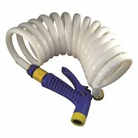 Fp020035 Marpac Coiled Washdown Hose W Quick Conn Nozzle 1/2 Inch X25ft Boat Rv Camper
