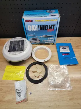 N20704w Nicro Marine 4 Inch Day And Night Plus 24 Hour Solar Powered Ventilation White