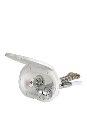 15.240.20 Osculati Oval Shower Box White Pvc Hose 2.5 M Rear Outlet - 1 Pc 15.2