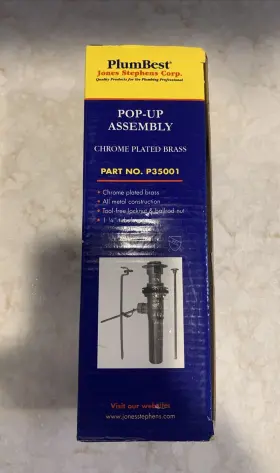 P35001 Plumbest Jones Stephens Corp. Pop-up Assembly Chrome Plated Brass Read