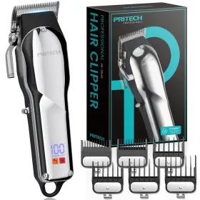 Pr-3545 Pritech Barber Hair Clippers For Men Professional Black/silver
