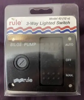 Rule 042237084217 New Inch Model-43 3-way Auto/off/manual Lighted Bilge-pump Switch Fuse