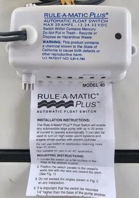 Rule 042237084347 Rule-a-matic Float Switch Model 40 Unfused